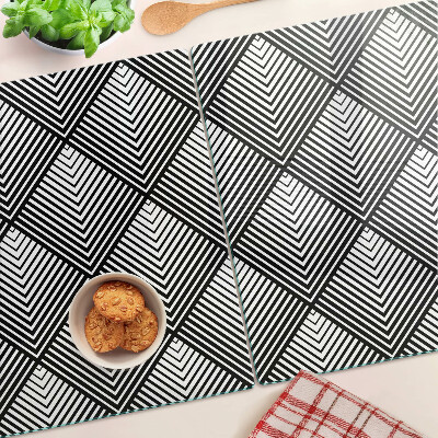 Skleněné krájecí prkénko Geometrie v černé a bílé