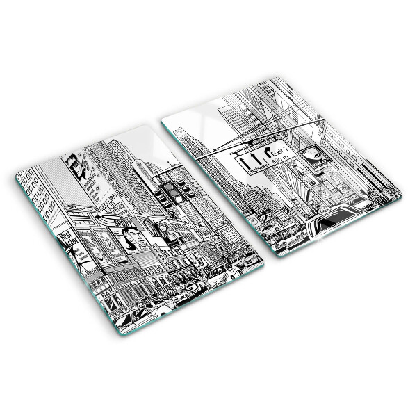 Skleněné krájecí prkénko New York ve stylu komiksu
