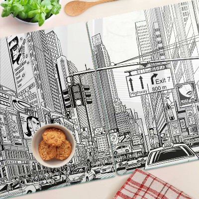 Skleněné krájecí prkénko New York ve stylu komiksu