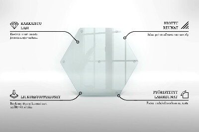 Šestihranná skleněná deska do kuchyně průhledná