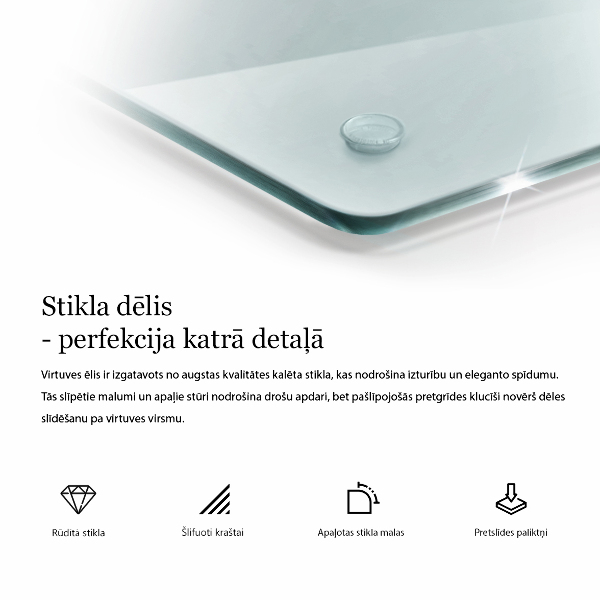 Skleněná obdélníková krájecí deska průhledná