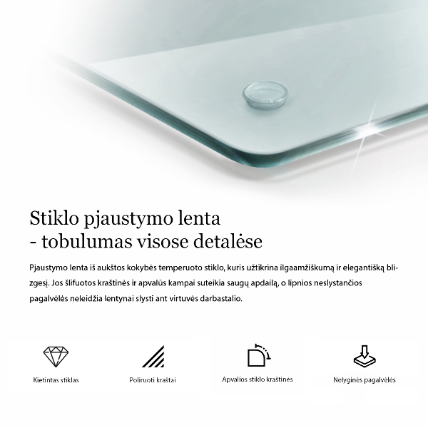 Skleněná obdélníková krájecí deska průhledná