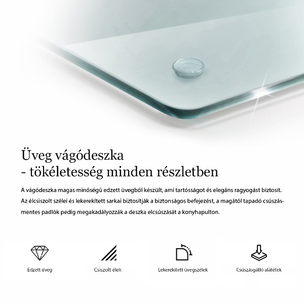 Skleněná obdélníková krájecí deska průhledná