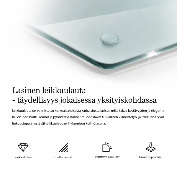 Skleněná obdélníková krájecí deska průhledná