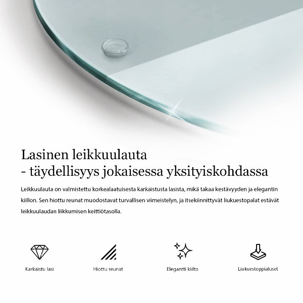 Skleněné krájecí prkénko průhledné kulaté
