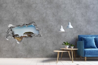 Díra 3D fototapeta Africká savana se slony