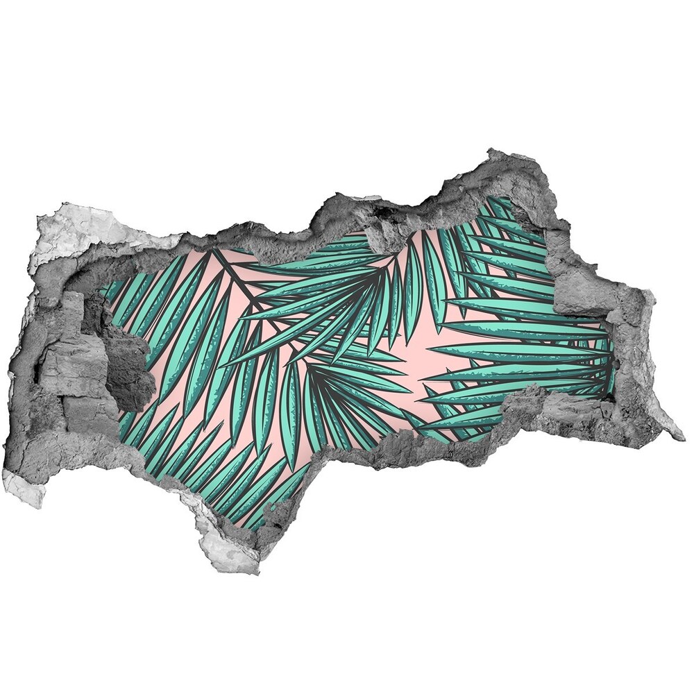 Nálepka 3D díra na zeď Listí palmy