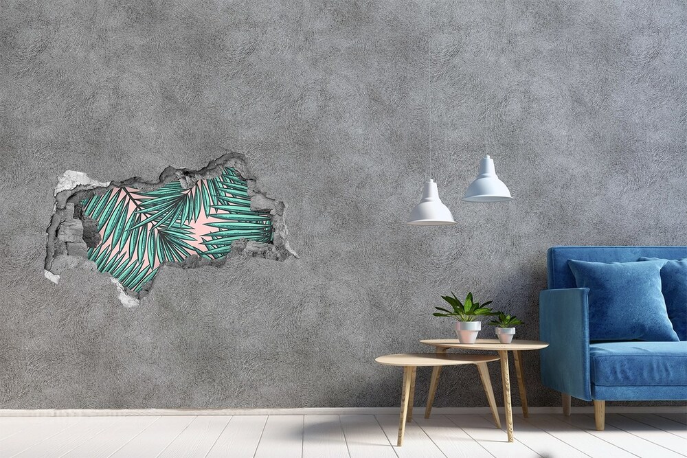 Nálepka 3D díra na zeď Listí palmy