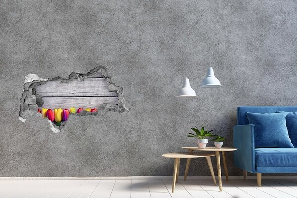 Samolepící nálepka Květiny skrz díru ve zdi