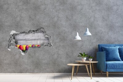 Samolepící nálepka Květiny skrz díru ve zdi