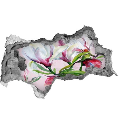 Nálepka 3D díra na zeď Květy magnolie
