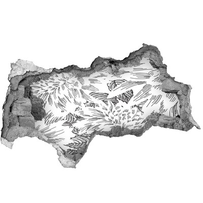 Nálepka 3D díra na zeď Díra ve zdi Květinový vzor