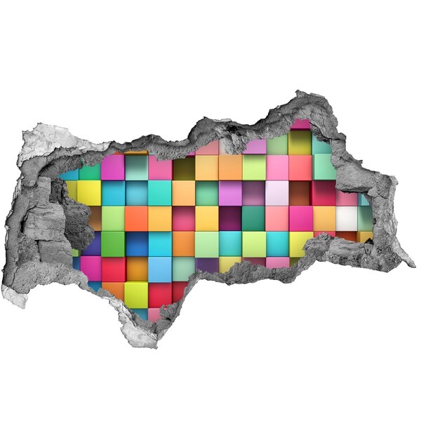 Fototapeta díra na zeď Barevné bloky v díře ve zdi