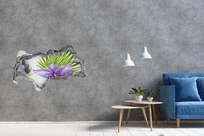 Nálepka 3D díra na zeď beton Orchidej