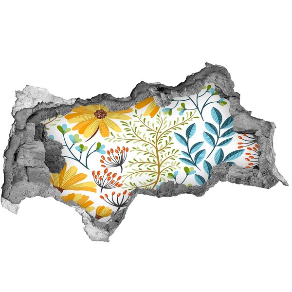 Nálepka 3D díra na zeď Květinový ráj za zdí