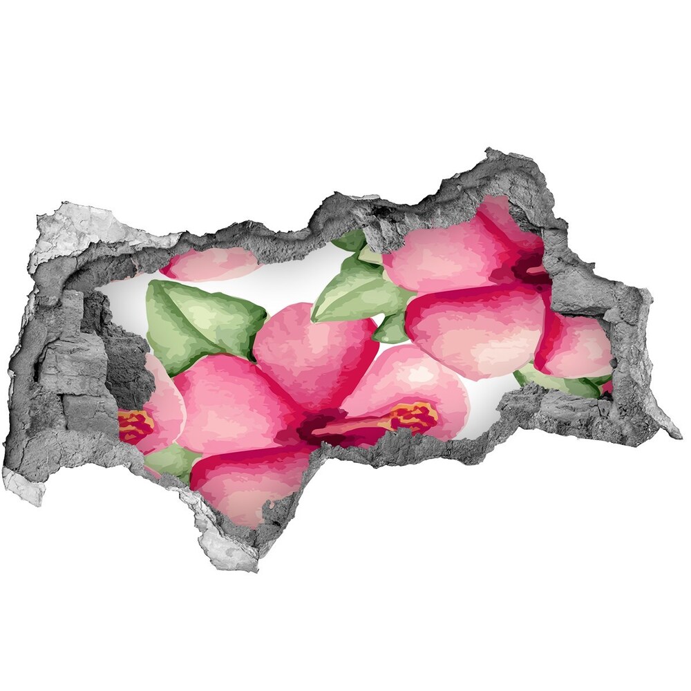 Nálepka 3D díra na zeď Tropické květiny