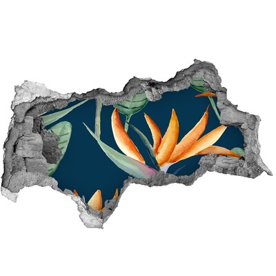 Nálepka 3D díra Tropická květina v betonu