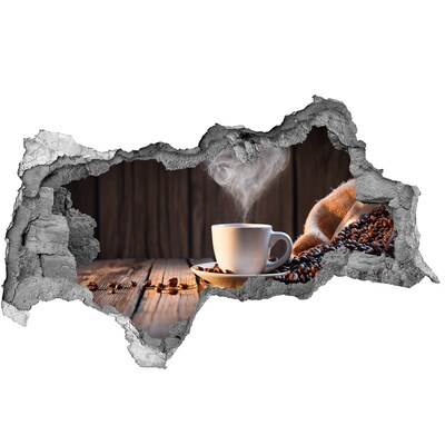 Nálepka 3D díra samolepící Káva v útulné kavárně