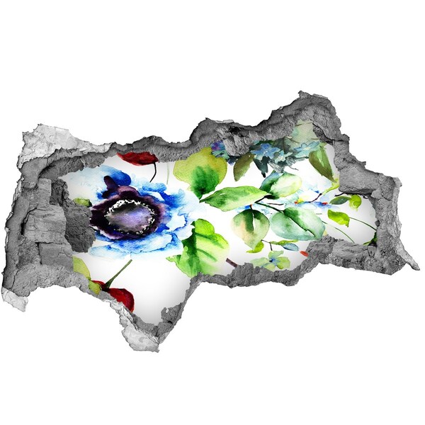 Nálepka 3D díra na zeď Květinový záblesk barev