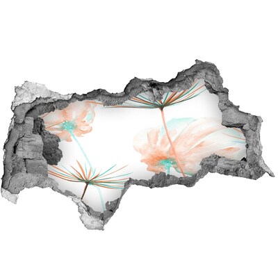Nálepka 3D díra na zeď Květinová krajina skrz díru ve zdi