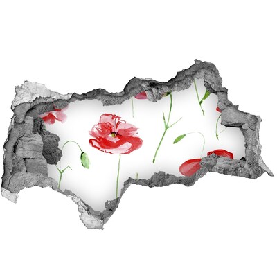 Nálepka 3D díra na zeď samolepící Květinová díra ve zdi