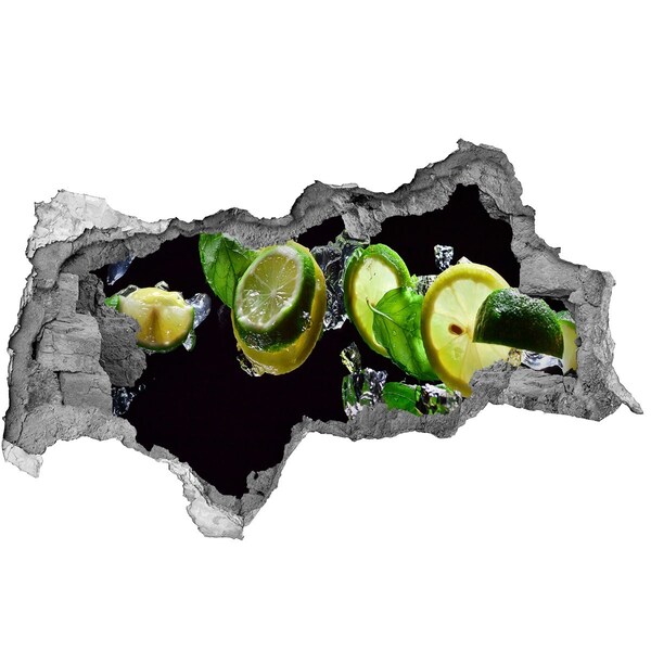 Nálepka 3D díra na zeď Citronová dávka svěžesti