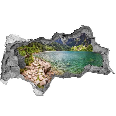 Díra 3D ve zdi nálepka Morské oko Tatry