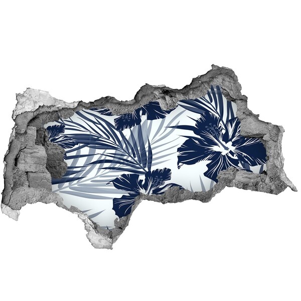 Nálepka 3D díra na zeď Tropický ráj s květinami