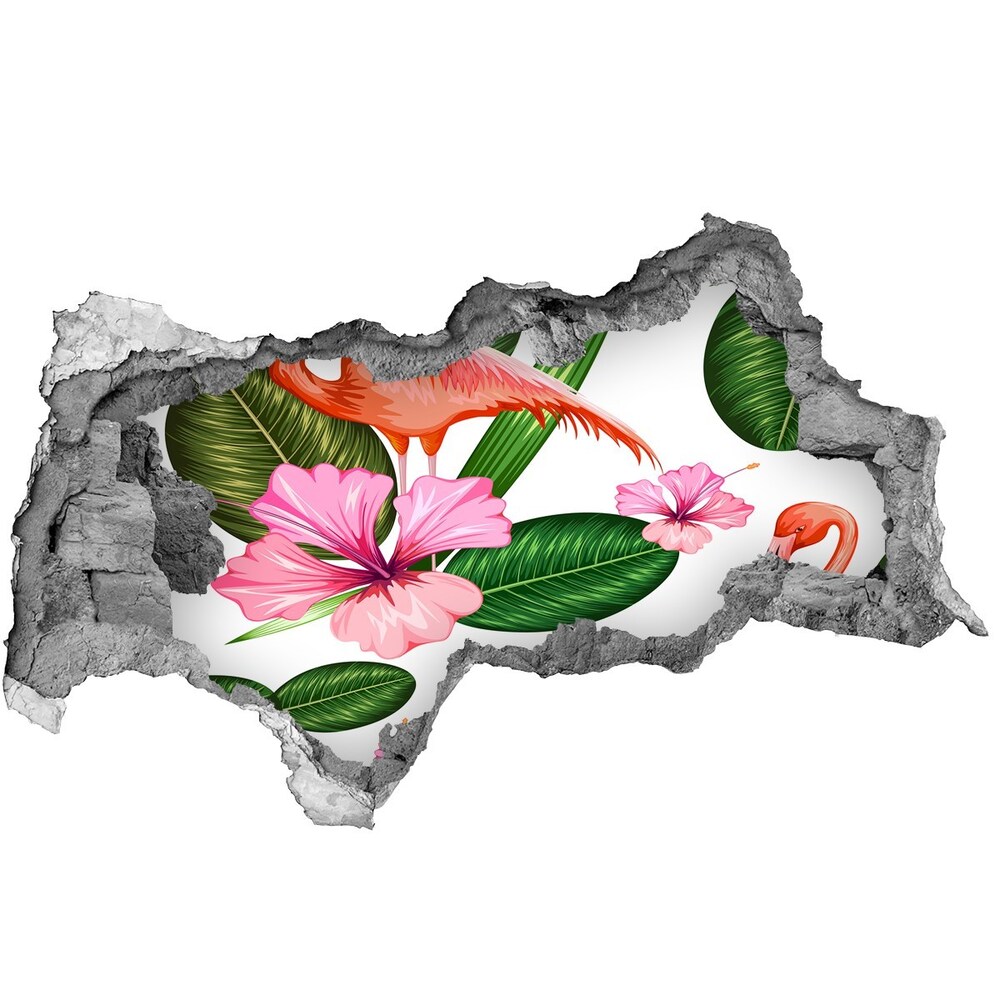 Díra 3D fototapeta na stěnu Plameňáci a rostliny