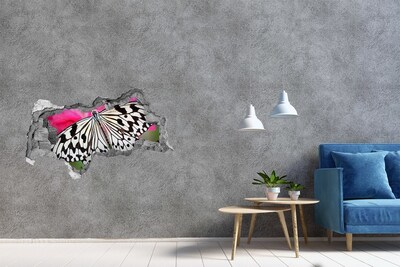 Díra 3D fototapeta nálepka Motýl na květině