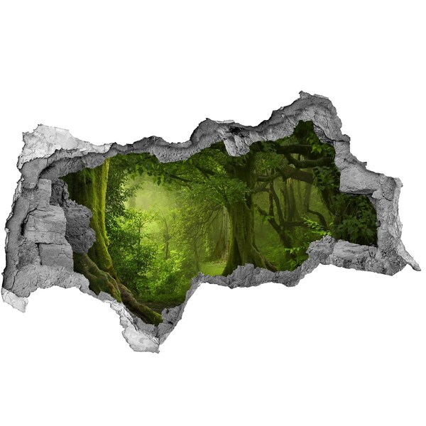 Díra 3D ve zdi nálepka Zelený les plný života