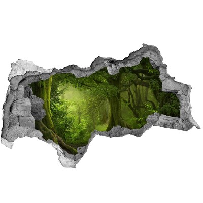 Díra 3D ve zdi nálepka Zelený les plný života