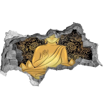 Díra 3D foto tapeta nálepka Zlatý Buddha obklopený mandalou
