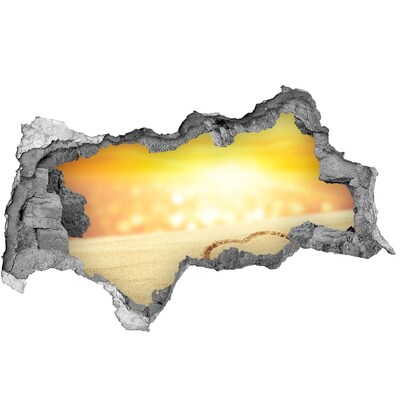 Díra 3D ve zdi na stěnu Zlatá pláž se srdcem