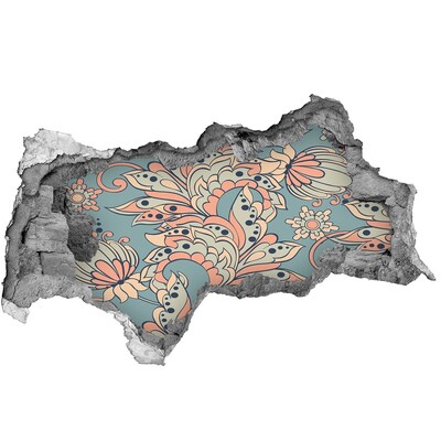 Nálepka 3D díra na zeď Etnické květiny