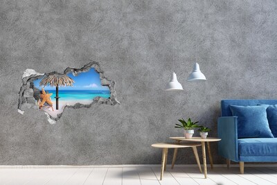 Díra 3D ve zdi na stěnu Prázdniny na pláži