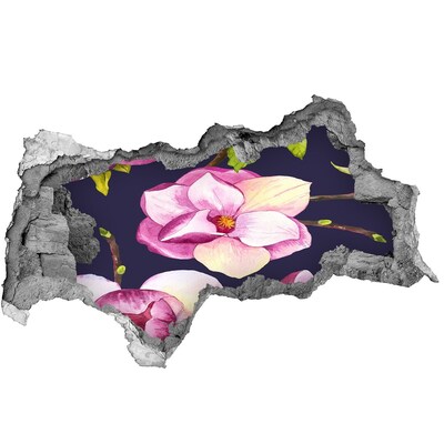 Nálepka 3D díra na zeď beton Květinový motiv v betonu