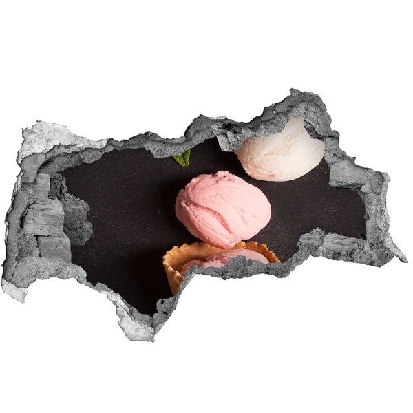 Nálepka 3D díra samolepící Díra ve zdi Zmrzlinová hostina