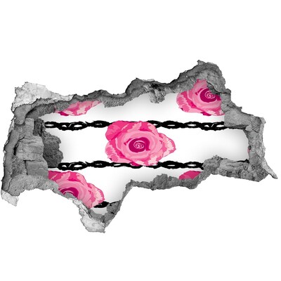 Nálepka 3D díra samolepící Cihla růže