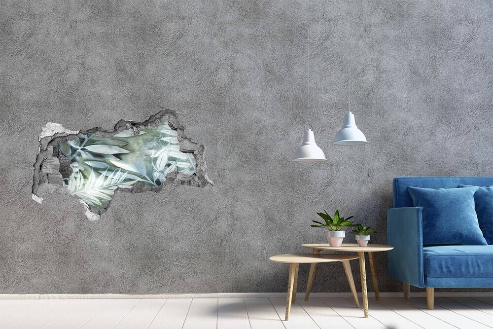 Nálepka 3D díra na zeď samolepící Listí