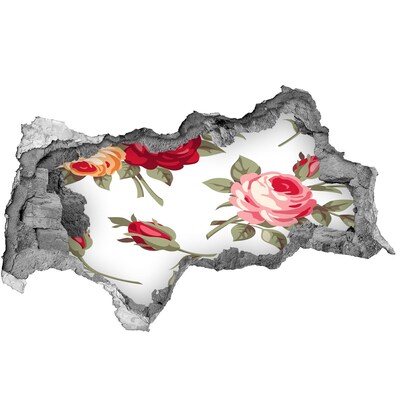 Nálepka 3D díra na zeď samolepící Růže