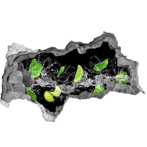 Nálepka 3D díra na zeď Osvěžující limetkový koktejl