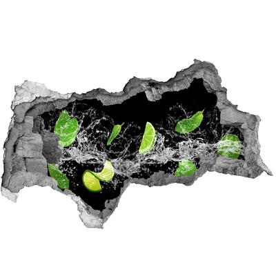 Nálepka 3D díra na zeď Osvěžující limetkový koktejl