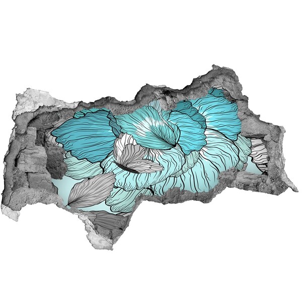 Nálepka 3D díra na zeď Květinová oáza v betonu