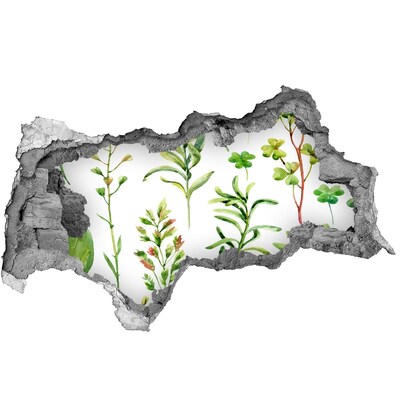 Nálepka 3D díra na zeď Bylinky a plevel