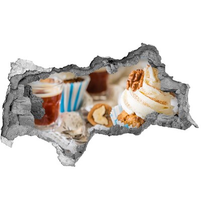Nálepka 3D díra na zeď Sladký ráj s cupcakes