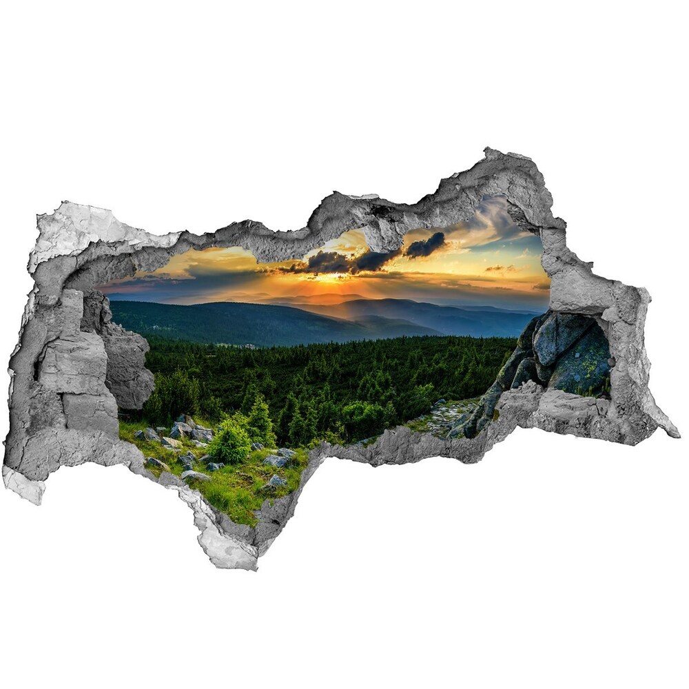 Díra 3D ve zdi nálepka Horské panorama
