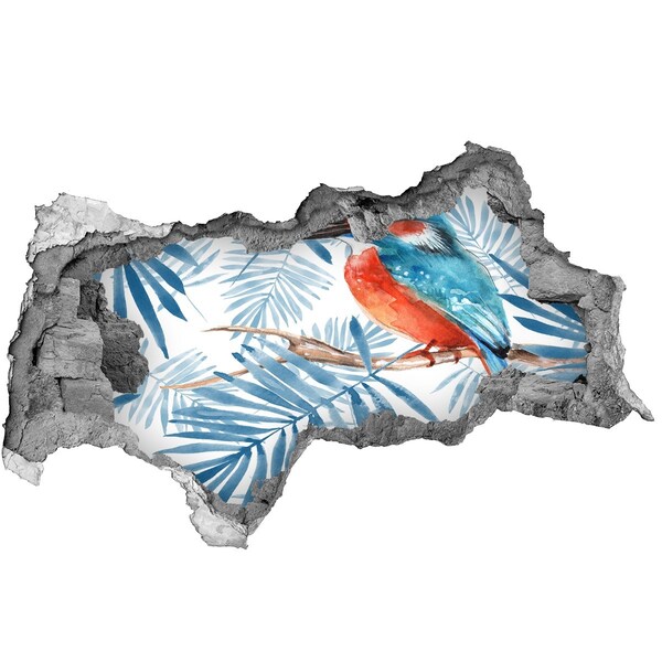 Díra 3D fototapeta nálepka Tropický pták mezi listy