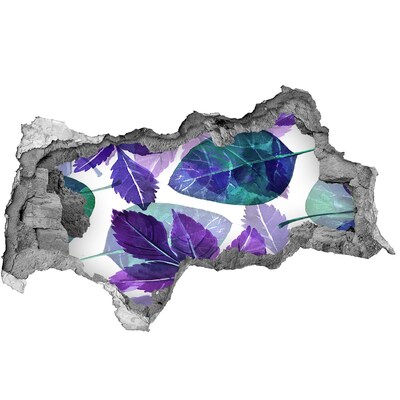 Nálepka 3D díra na zeď Zelené listy v díře ve zdi