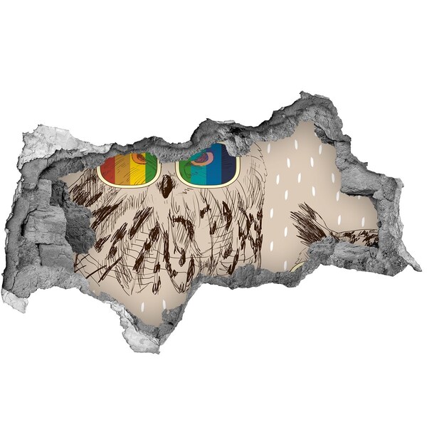 Díra 3D fototapeta nálepka Soví oko v díře ve zdi